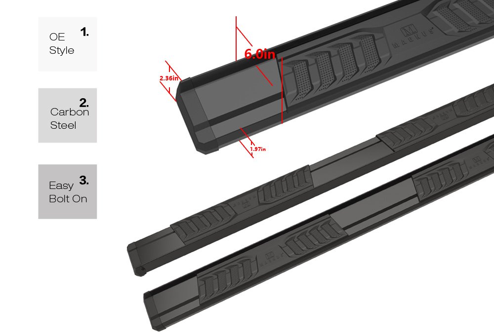 APS Black OE Style Nerf Bars Running Boards Compatible with Toyota Tacoma 2005-2023 Double Crew Cab - Image 3