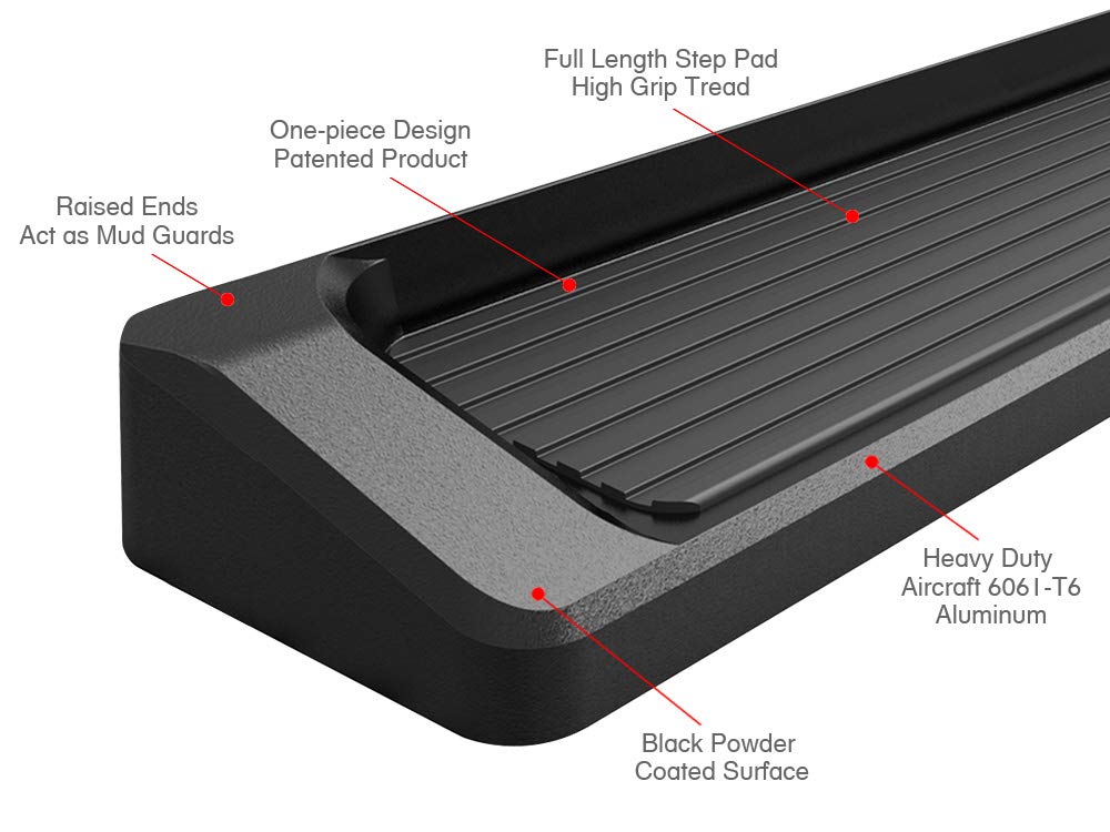 APS Black Running Boards Compatible with Chevy Silverado GMC Sierra 1500 2019-2026 Crew Cab & 2500 HD 3500 HD 2020-2026 (Silverado 1500 LTD Sierra 1500 LD 2022) - Image 5
