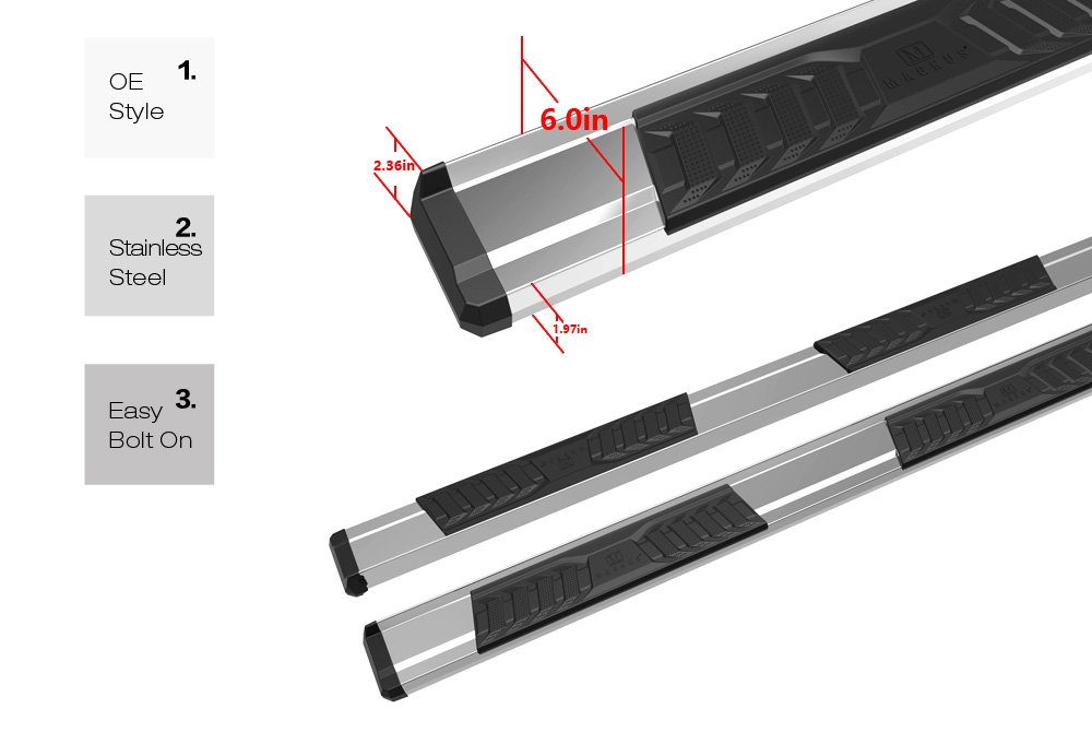 APS Chrome OE Style Nerf Bars Running Boards Compatible with Ford F150 2015-2026 SuperCrew Cab & F150 Lightning 2022-2026 & F-250 F-350 Super Duty 2017-2026 Crew Cab - Image 3