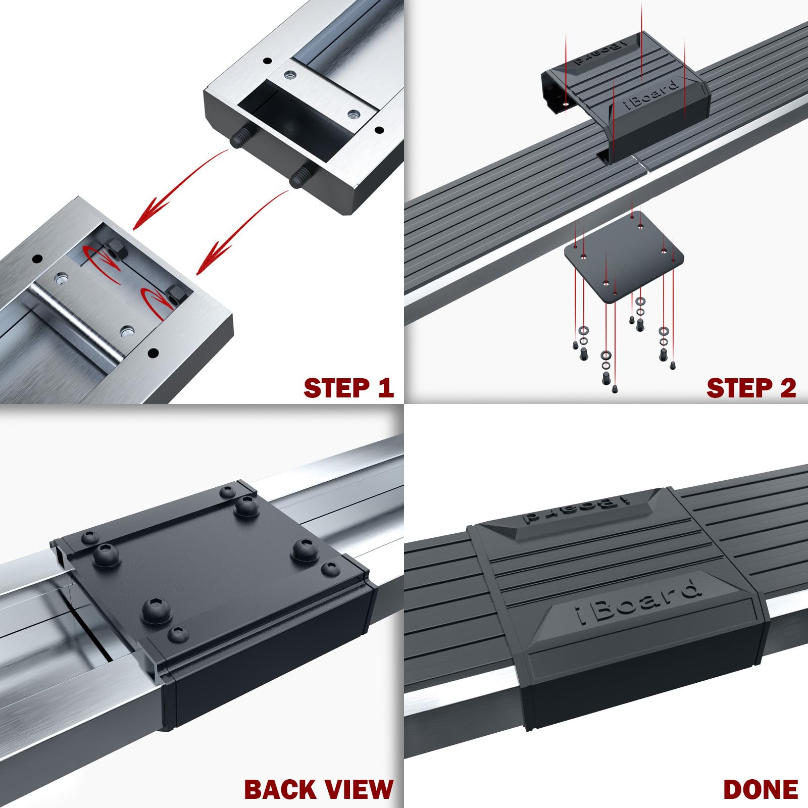 APS Wheel to Wheel Running Boards 5in Compatible with Toyota Tundra 2007-2021 Double Cab 6.5ft Bed 304 Stainless Steel (Nerf Bars Side Steps Side Bars) - Image 3
