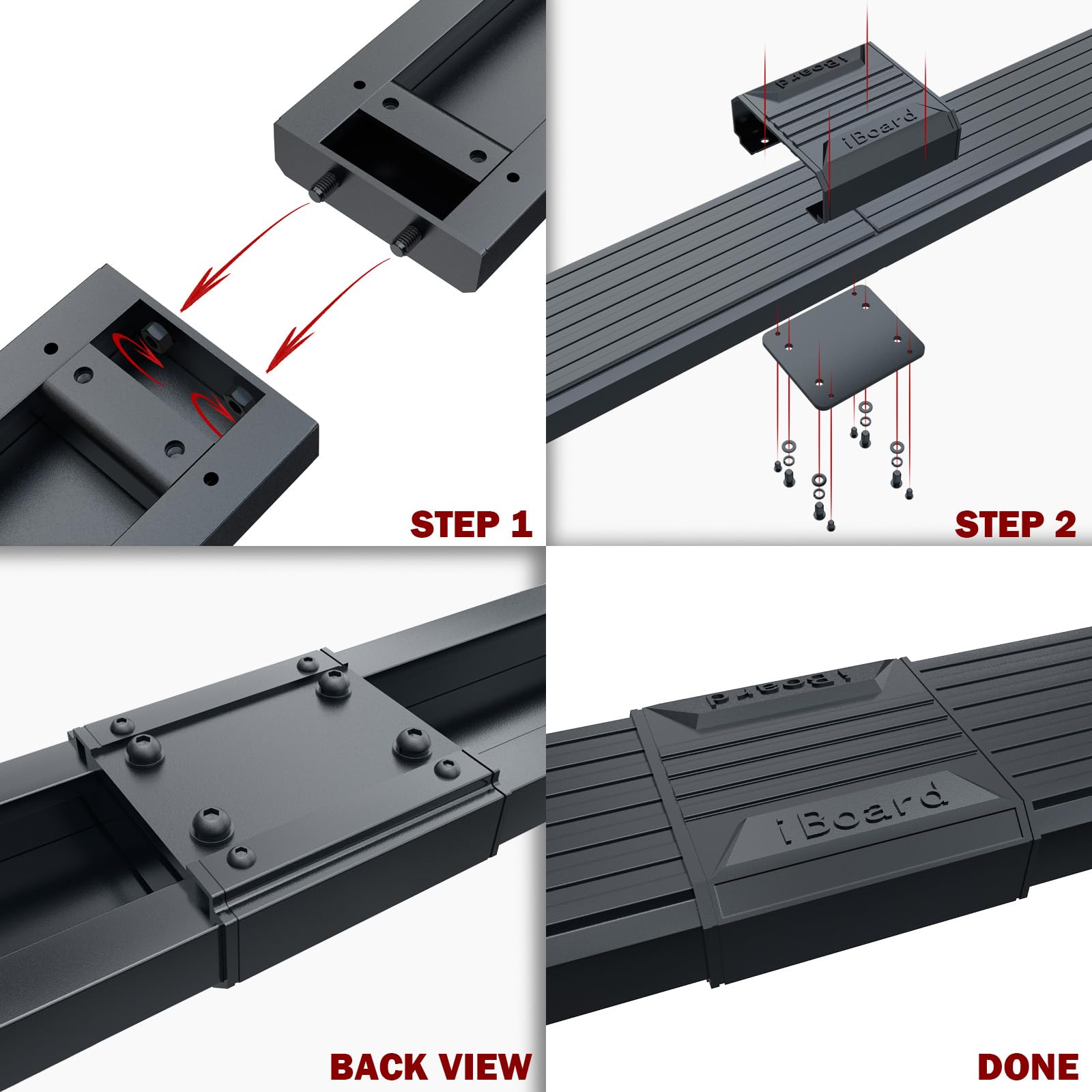 APS 5in Black Wheel-to-Wheel Side Steps Compatible with Toyota Tundra Double Cab 6.5ft Bed 07-21 - Image 3